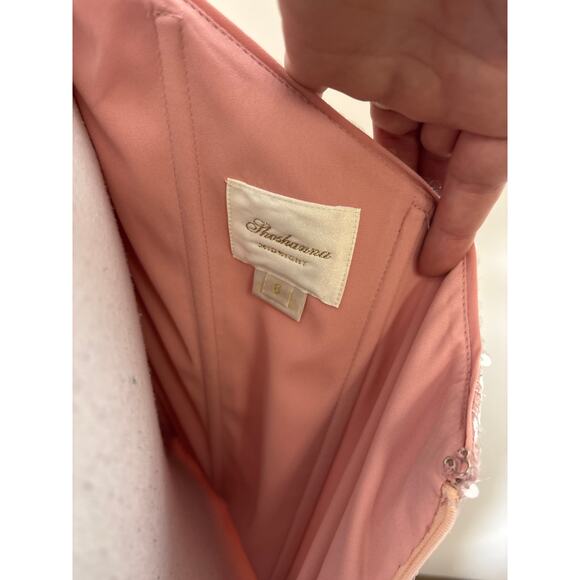 Shoshanna Midnight Blush Pink One Shoulder Sequin Cocktail Dress sz S - Picture 7 of 7